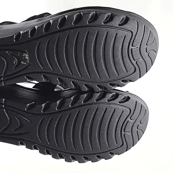 Skechers Women's Black Suede Wedge Platform Parallel Stylin Cutout Sandal Size 6 - Picture 13 of 16